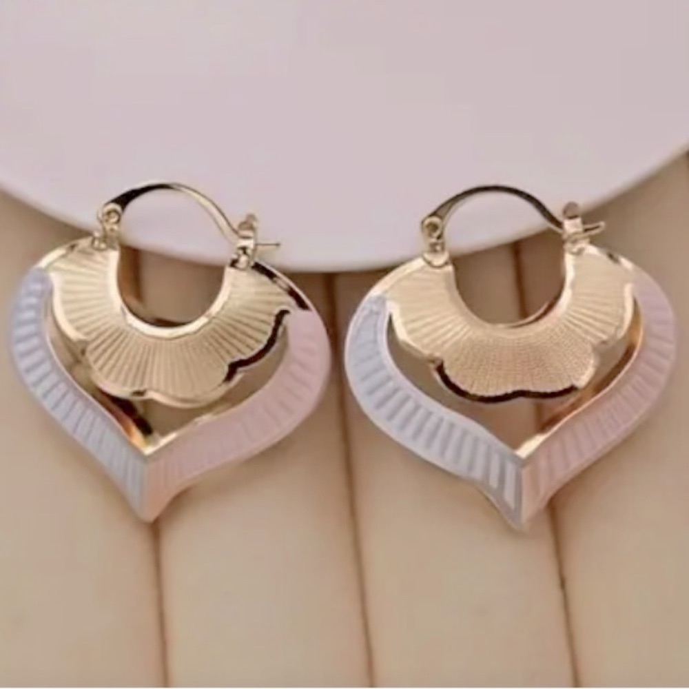 14k Gold Plated Heart-Shaped Earrings